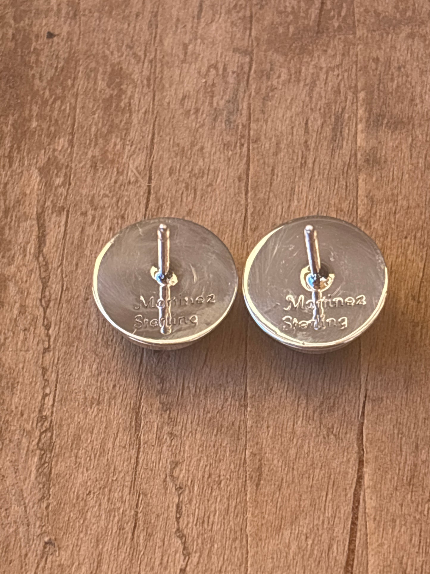 Sheryl Martinez Sterling Silver & Prince Mine Turquoise Bright Stud Earrings 99T