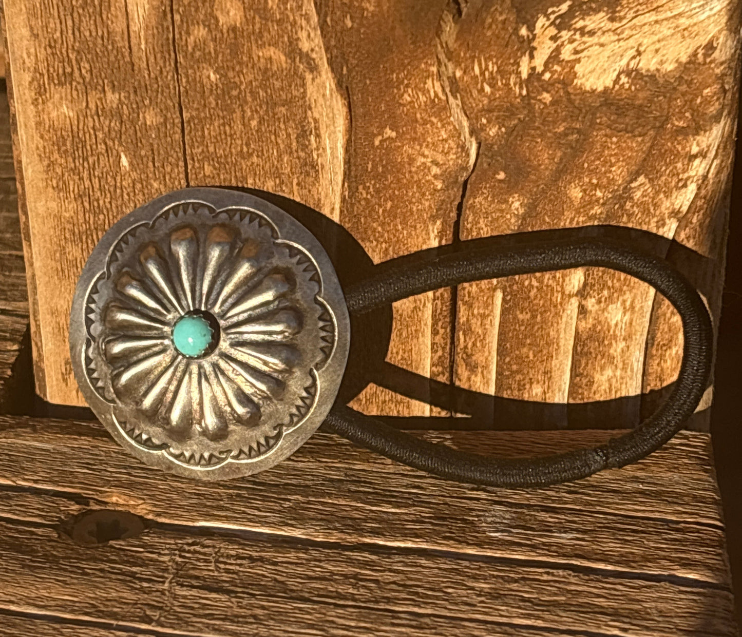Arlene Soce Sterling Silver & Turquoise Concho Hair Tie Large 158166RB