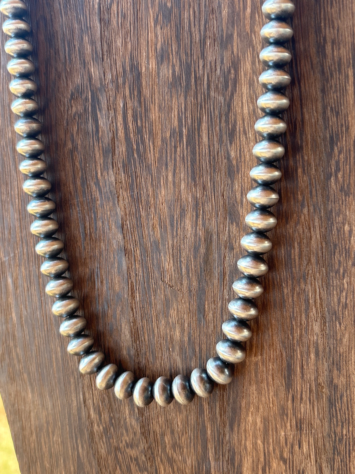 20” 12mm Semi Round Bryannen Halwood Stamped Navajo Pearls 12S20RB