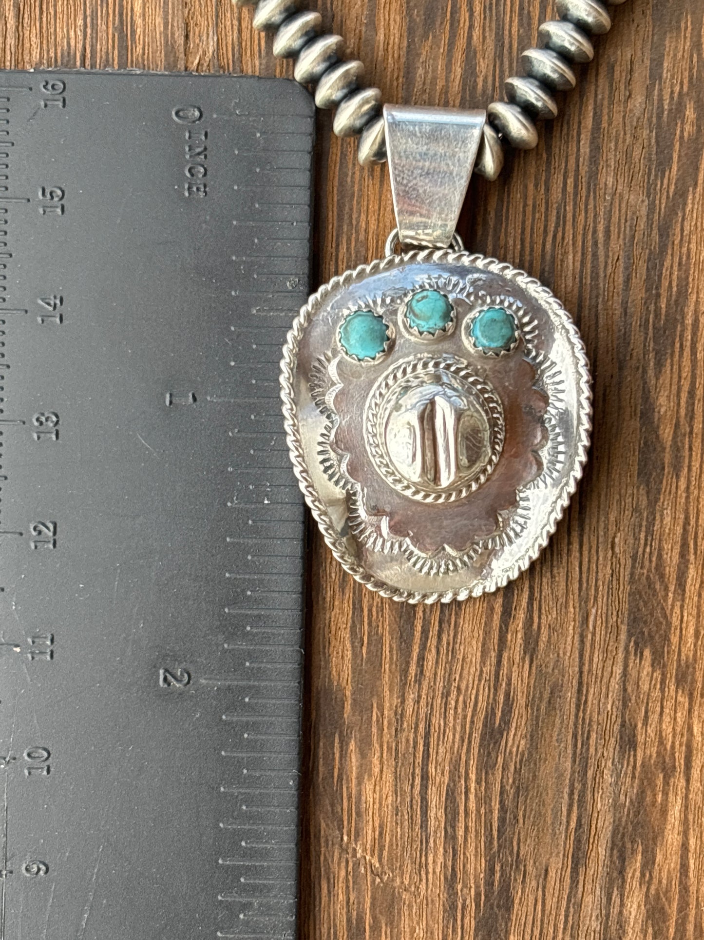 Bobby Platero SS & Turquoise Cowboy Hat Pendant 267RB