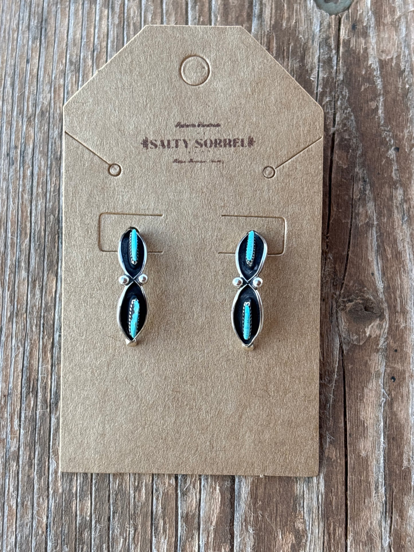 Fernando Othole Turquoise & Sterling Silver Half Hoop Earrings 16851