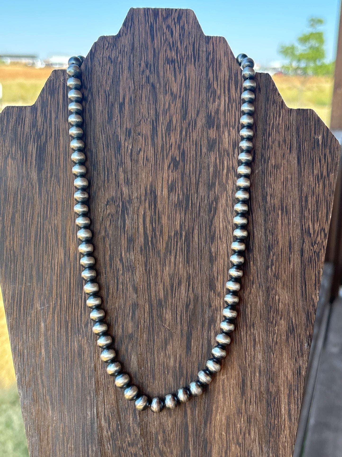 20” 8mm Round Bryannen Halwood SS Navajo Pearl Necklace 8R20RB