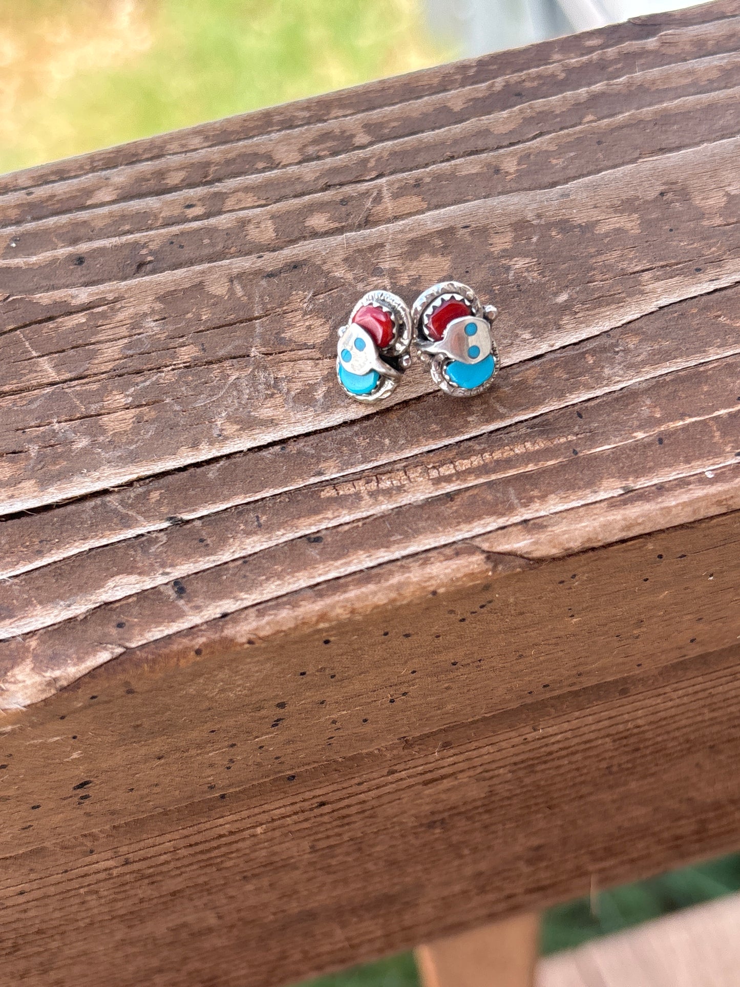 Joy Calavaza coral & turquoise stud earrings 0522