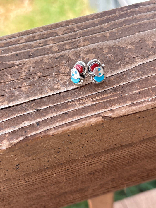 Joy Calavaza coral & turquoise stud earrings 0522