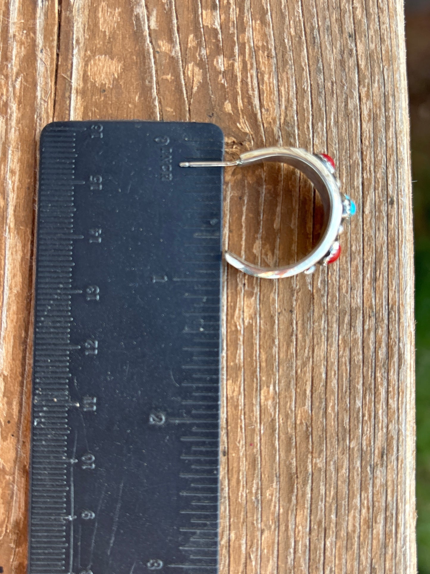 Paul Largo Turquoise, Coral & Sterling Silver Earrings 15257